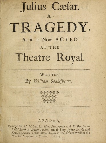 William Shakespeare: Julius Caesar (Book, 1656)